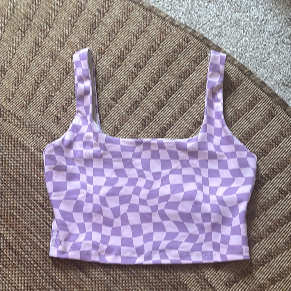 Purple Checkered Crop Top